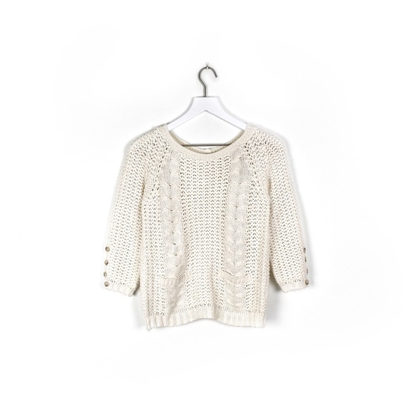 Zara Sweaters - Zara | White Knit Button-back Pocket Sweater